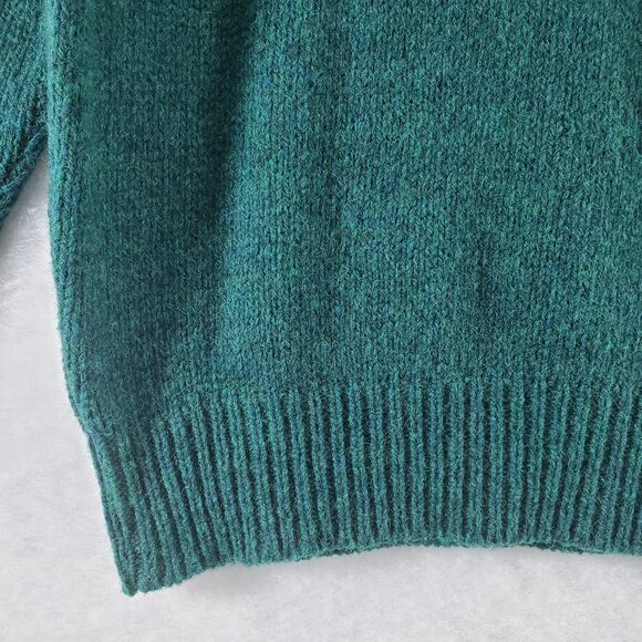 M Men's VTG USA L.L. Bean Shawl Sweater Green Wool Grandpa Button Neck Collar - Picture 9 of 9